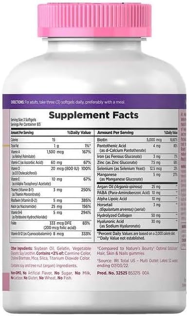 Nature's Hair, Skin & Nails Extra Strength 5,000 mcg Biotin Per Serving x 83 Servings (250 Softgels)...