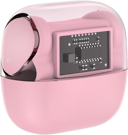 Wireless Earbuds Bluetooth V5.3 Stylish Pink Wireless Earbuds with Transparent Casing and Charging Case - Hi-Fi Stereo Headphones for Young Women...