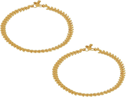 My Pet Elephant JewarHaat Indian Gold Plated Anklet Leaf Patti Design Fashionable Payal Fashion Jewelry for Women...