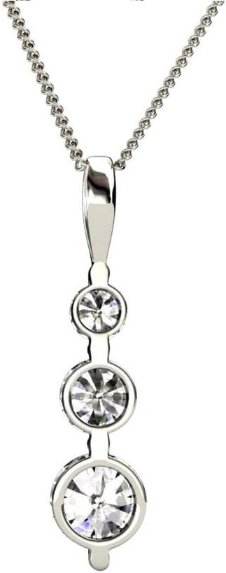 Cate & Chloe Willow Eternal 3 Stone Pendant Necklace, Women's 18k White Gold Plated Necklace with Crystals, 3 Beautiful Sparkling Crystal Stones S...