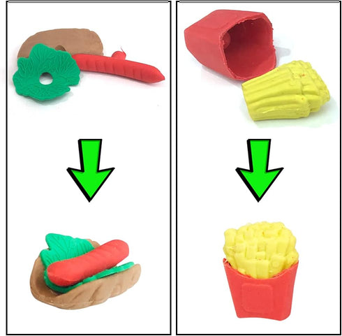 ArtCreativity Pull Apart 3D Junk Food Erasers, Set of 12, Mini Assorted Food Erasers for Kids, Back to School Supplies for Boys and Girls, Birthda...