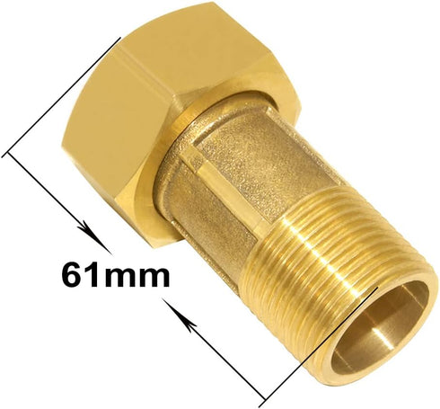 Joywayus Brass Water Meter Pipe Fitting Hex Nipple 3/4” NPS Male x 1” NPS Female Threaded 61mm Length Connector Water Meter With Seal Washer (Pack...