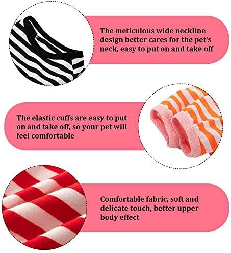 6 Pieces Dog Striped T-Shirt Dog Shirt Breathable Pet Apparel Colorful Puppy Sweatshirt Dog Clothes for Small to Medium Dogs Puppy (L)...