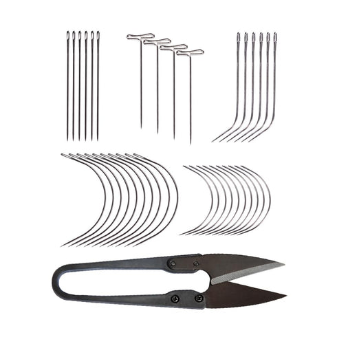 82 Pcs Wig Making Kit T Pins I Type J C Curved Needles for Hair Extensions Sewing Weaving Knitting Modelling Crafts...
