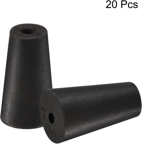 MECCANIXITY Rubber Tapered Plug 10mm to 15mm with Hole Test Tubes Bungs Stopper Black for Lab Home 20 Pieces...