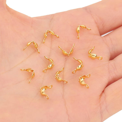 Beadia 18K Gold Plated End Caps Non Tarnish 4x8mm 200pcs for Jewelry Making Findings...