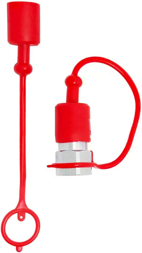 2sets 1/2 ISO 5675 Hydraulic Coupler Male Dust Cap and Female Plug Cover,ISO 5675 Hydraulic Quick Disconnects Port Plug Cover Fittings,Red Cap wit...