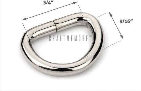 CRAFTMEMORE D-Ring Findings 5/8, 3/4 & 1 Inch Metal Non Welded D Rings for Belts Bags Lanyard Leathercraft Avail 4 Colors (3/4" x 20 Pack, Gunmeta...