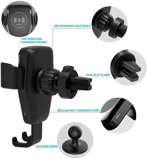 Q12 QI Car Phone Charger Holder Universal Quick Charging Ball Air Vent Wireless Navigation Stand for Samsung iPhone...