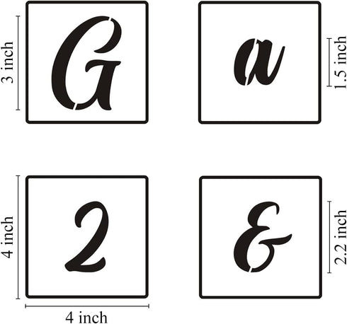 3 Inch Alphabet Letter Stencils for Painting - 70 Pack Letter and Number Stencil Templates with Signs for Painting on Wood, Reusable Alphabet Lett...