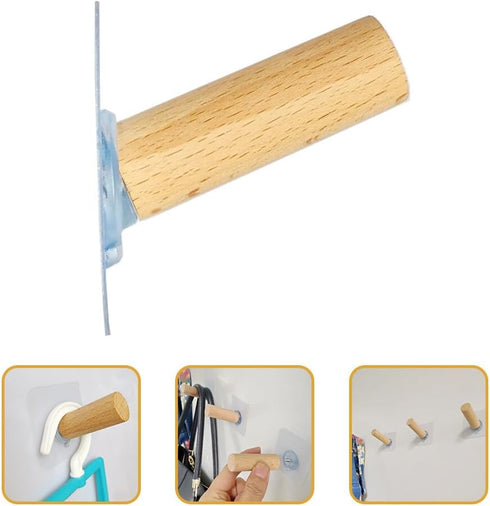 1Pc Light Yellow Hat Hooks for Wall Hat Hanger Adhesive Wood Hooks Self Adhesive Hooks Wooden Hat Rack Coat Hooks Wall Mounted Hook Coat Hooks Hom...