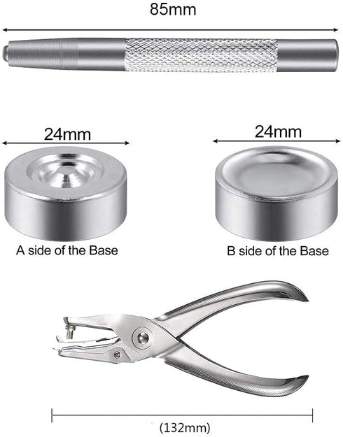 200 Pieces Stainless Steel Snap Fastener Kit, BetterJonny 15mm Heavy Duty Snap Button Press Stud Cap with Pliers and 3 Setting Tools for Marine Bo...