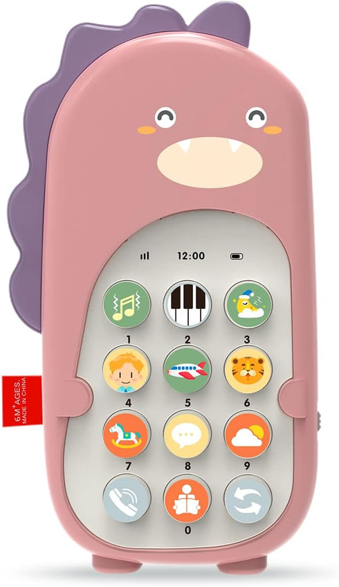Baby Cell Phone Toy with Early Education & Music, Learning Educational dinosaur fake phone fun for kids, Sensory Toys for Toddlers Kids Boys and G...