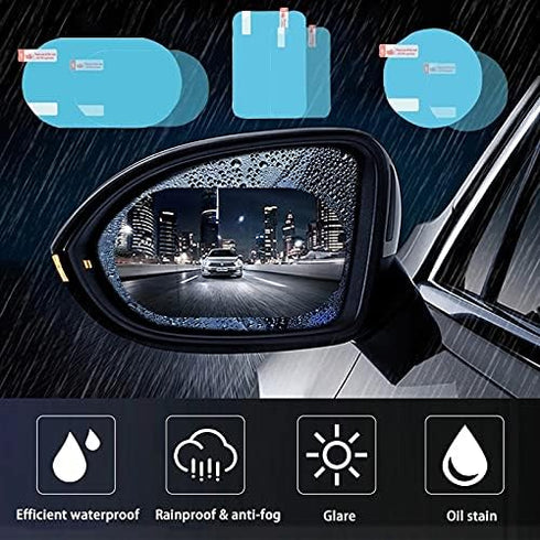 2PCS Film Anti Rain Water Repellent Film Car Mirror Window Clear Films Anti Dazzle Rearview Mirror Anti Fog Rainproof Film (Elliptic-135x95mm)...