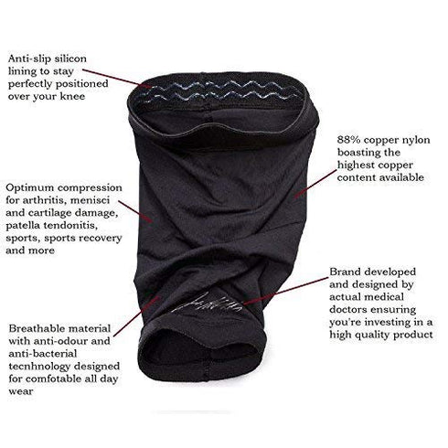 Doctor Developed Copper Knee Brace & Knee Compression Sleeve & Handbook,relief for Arthritis, Tendonitis, Injury recovery (2X,Large)...