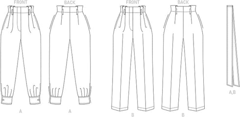 Vogue Misses' Petite Tie Belt and Paperbag Waist Pants Sewing Pattern Kit, Code V1873, Sizes 8-10-12-14-16, Multicolor...