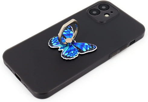 Butterfly Cell Phone Ring Holder Finger Ring Grip Stand 360° Rotation 180° Flip Universal Kickstand Compatible with All Smartphones (Blue)...