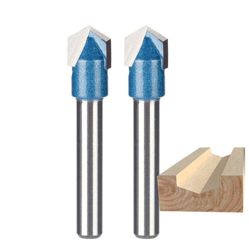 HUHAO 6mm Shank V Bit CNC Solid Carbide 120 Degree 3D Router Bits for Woodworking Plywood MDF Milling Cutter 2PCS...