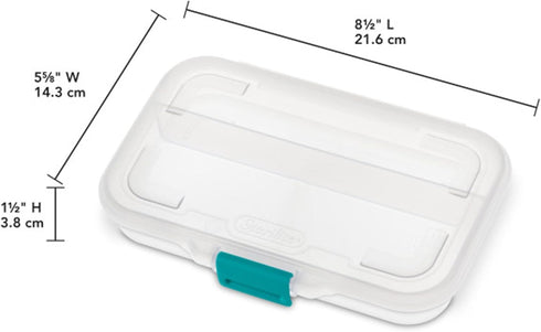 Sterilite Small Divided Pencil Box, Stackable Plastic Small Storage Container with Latching Lid, Organize Pens and Small Items, Clear Case, 12 Pac...
