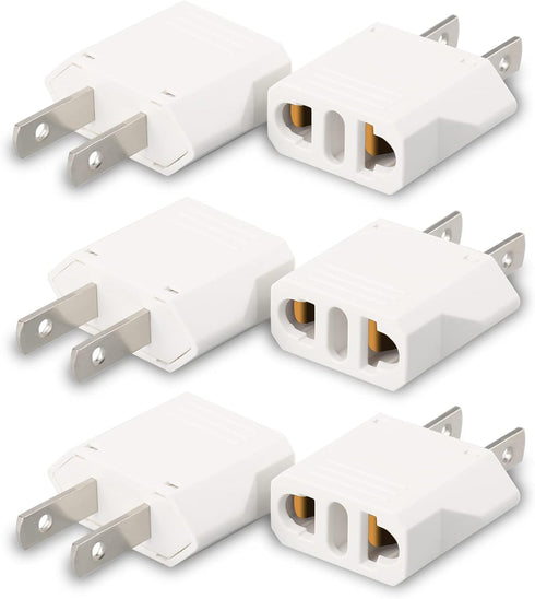 6 Pack European to US Plug Adapter, Plug Adapter European to American, EU to US Plug Adapter, 220v to 110v Adapter Plug for Travel, Europe to Amer...
