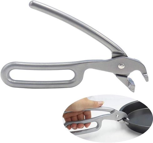 OBTANIM Heavy Duty Pizza Pan Gripper, Cast Aluminum Anti-Scald Baking Pan Gripper Clips Retriever Tongs for Lifting Hot Plate with Food Out from M...