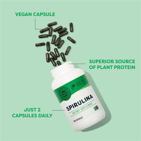 Vimergy Natural Spirulina Capsules – Super Greens Supplement – Nutrient Dense Blue-Green Algae Superfood Capsules - USA Grown, Non-GMO, Soy-Free, ...