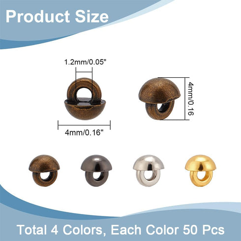NBEADS 200 Pcs 4 Colors Mini Shank Buttons, 4mm Diameter Metal Blazer Buttons Sewing Buttons Mushroom Shape for Blazers Suits Sport Coat Uniform J...
