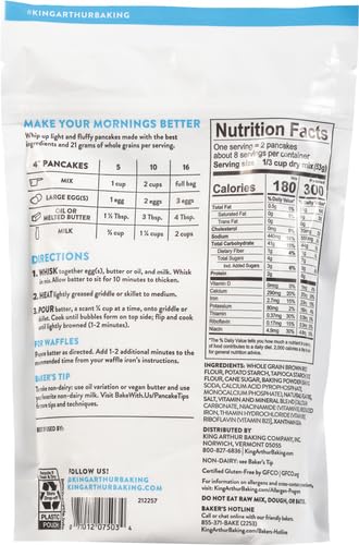 King Arthur Gluten-Free Pancake Mix, Non-GMO Project Verified, Kosher, 15 Ounces, Packaging May Vary...
