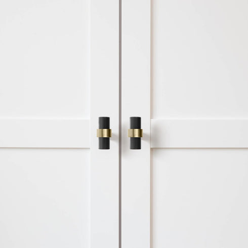 Design House Emery Cabinet Knobs, 5-Pack, Modern Kitchen Handles, Matte Black and Satin Gold, 188300...