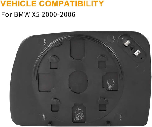 X AUTOHAUX Car Passenger Right Side Rearview Mirror Glass Heated with Backing Plate for BMW X5 2000-2006...