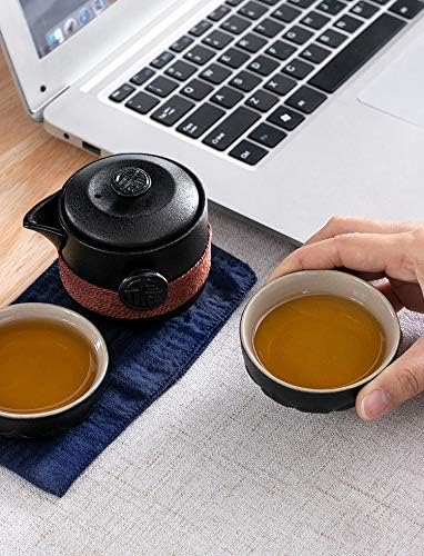 Travel Set KungFu Tea Black 200ml Pot Cups with Black Portable Packaging Bag...