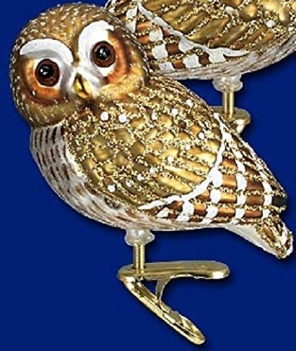 Old World Christmas Clip-on Pygmy Owl Bird Blown Glass Ornament 18067 Free Box...