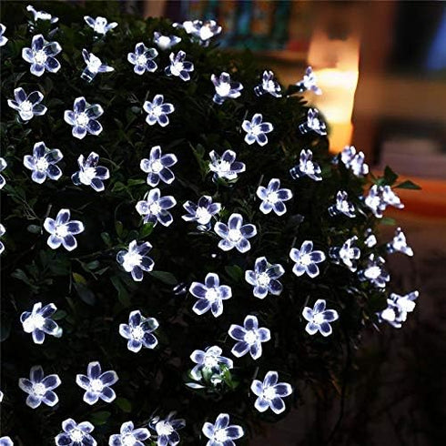 SEMILITS Outdoor Solar String Lights 50LED Flower Shaped Solar Fairy Lights for Christmas Garden Decoration White...