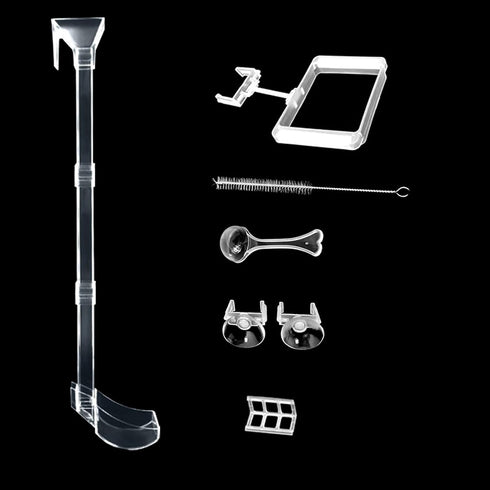 Aquarium Fish Shrimp Feeding Dish Set, Transparent Shrimp Feeding Tube, Fish Tank Feeding Supplies with Feeding Ring Cleaning Brush Aquarium Fish ...