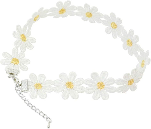 Art Attack Driving Miss Daisy Choker Necklace For Women Festival Party Favors Boho Flower Daises Floral Bohemian Fashion Hair White & Yellow...