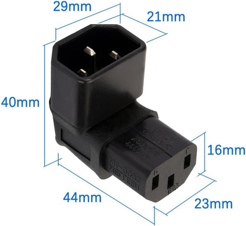 chenyang 2 Pack IEC 320 C14 to C13 Power 90 Degree Right Angled Extension Converter Connector Adapter...
