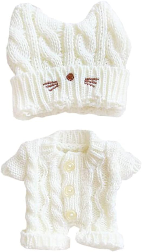 niannyyhouse 20cm Plush Doll Clothes Cat Hat Woolen Thread Onesies 8in Doll Accessories (B)...