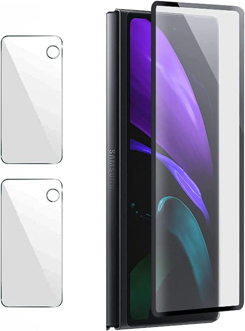 (2+2) Tempered Glass Designed for Samsung Galaxy Z Fold 2 5G,2 Pack Front Full Covered Tempered Glass +2 Pack Camera Lens Protector, Screen Protec...