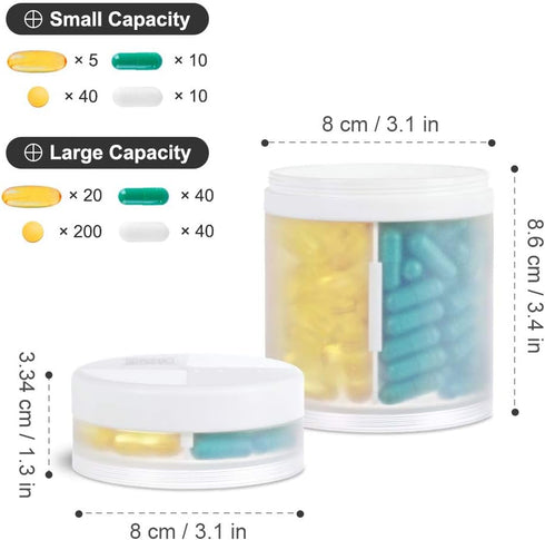 Extra Large Supplement Organizer and Portable Pill Case with 8 Compartments Double Layers Medicine Dispenser Monthly Vitamins Organizers Pill Bott...