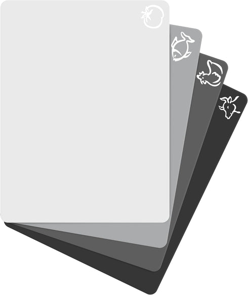 Extra Thick Flexible Cutting Mat Set With Food Icons & "EZ-Grip" Back (Set Of 4 Mats) - Flexible Cutting Boards for Kitchen - Flexible Plastic Cut...