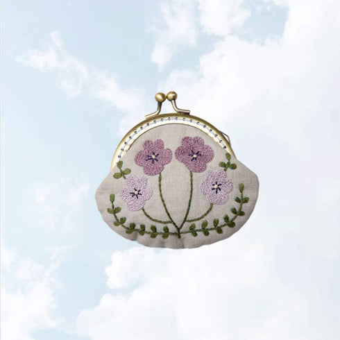 1 Set Coin Purse Embroidery Pouch Making Kit Lock Embroidery Tool DIY Coin Bag (Purple Flower Style)...
