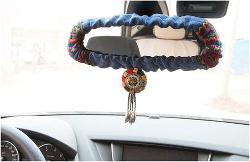 Bohemian Style Car Rear View Mirror Cover for Women - Blue...