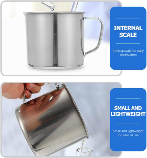 Hemobllo Stainless Steel Beaker, Lab Graduated Beaker with Handle Chemistry Lab Cups Scientific Laboratory Supplies for Liquids Solids (500ml)...