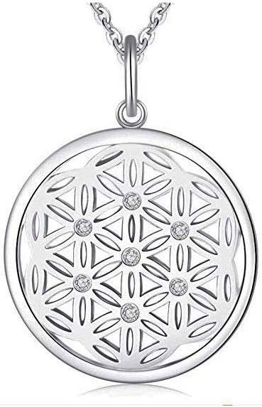 PRAYMOS Flower of Life Necklace Coin Necklace for Women CZ Circle Pendant…...