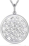 PRAYMOS Flower of Life Necklace Coin Necklace for Women CZ Circle Pendant…...