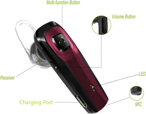 Bluetooth Earpiece, M26 Bluetooth Headset Handsfree Wireless Headphone with Noise Cancelling and Microphone Compatible for Android iPhone Cell Pho...