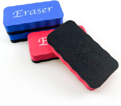 Magnetic Whiteboard Erasers, 4-Pack, Red and Blue, Long-Lasting Magnet for Dry Erase Board...
