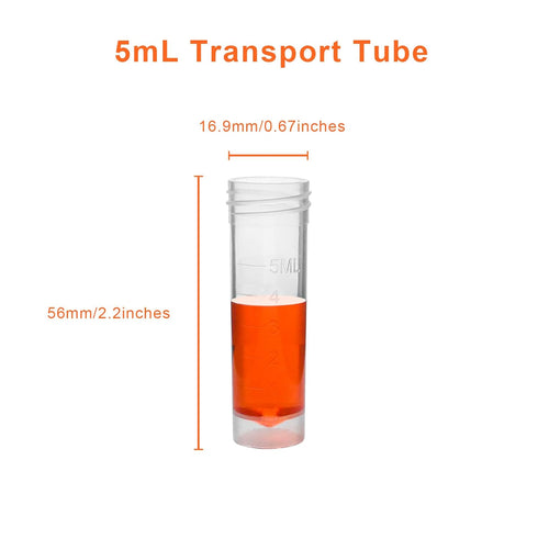 Sterile Plastic Graduated Test Tubes 5ml Sample Storage Container with Screw Cap Self-Standing Lab Transport Tube, Case of 50...