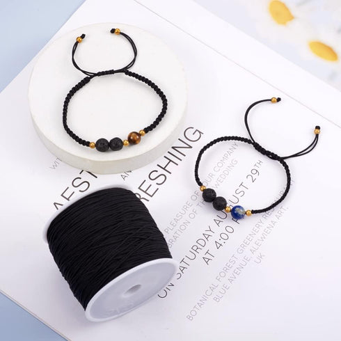 Cheriswelry 100Yard 0.8mm Braided Nylon Cord Black Beading String Thread Roll Lift Shade Cord for Jewelry Making Kumihimo Knotting Wrapping Beadin...