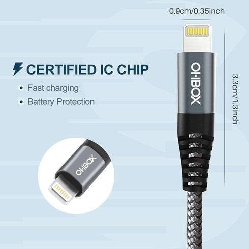ohbox iPhone Charger 10FT 3Pack Long iPhone Charger Cable MFI Certified USB Lightning Cable Fast Charging Cord Compatible with iPhone 14/13/12/11/...